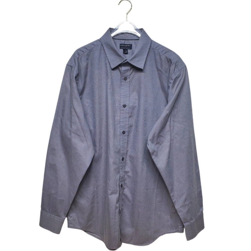 Banana Republic Men's Gray Long Sleeve Shirt XL 17 17½ Non-Iron Classic